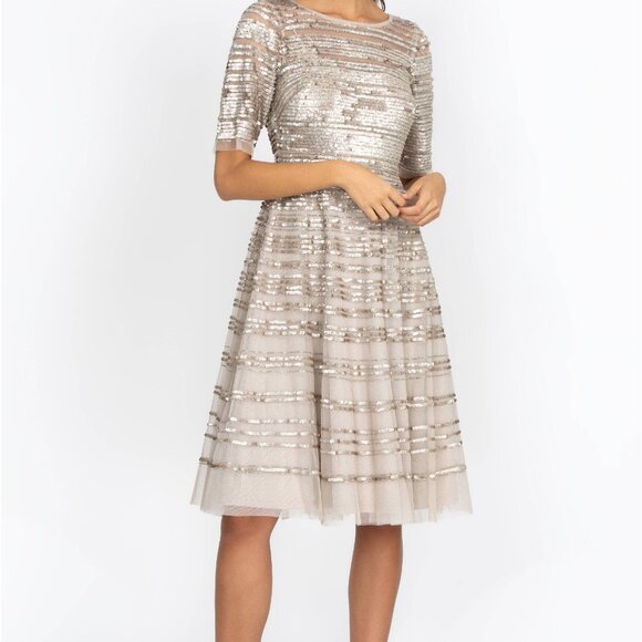 Johnny Was Dresses & Skirts - Johnny Was Champagne Beaded Mesh Dress Size 4